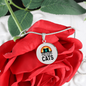 Just A Girl Who Loves Cats Circle Necklace Stainless Steel or 18k Gold 18-22"-Express Your Love Gifts