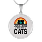 Just A Girl Who Loves Cats Circle Necklace Stainless Steel or 18k Gold 18-22"-Express Your Love Gifts