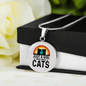 Just A Girl Who Loves Cats Circle Necklace Stainless Steel or 18k Gold 18-22"-Express Your Love Gifts