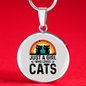 Just A Girl Who Loves Cats Circle Necklace Stainless Steel or 18k Gold 18-22"-Express Your Love Gifts