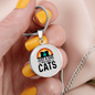 Just A Girl Who Loves Cats Circle Necklace Stainless Steel or 18k Gold 18-22"-Express Your Love Gifts