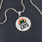 Just A Girl Who Loves Cats Circle Necklace Stainless Steel or 18k Gold 18-22"-Express Your Love Gifts