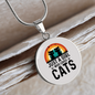 Just A Girl Who Loves Cats Circle Necklace Stainless Steel or 18k Gold 18-22"-Express Your Love Gifts