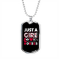 Just a Girl Who Loves Horses Horse Necklace Stainless Steel or 18k Gold Dog Tag 24" Chain-Express Your Love Gifts