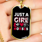 Just a Girl Who Loves Horses Horse Necklace Stainless Steel or 18k Gold Dog Tag 24" Chain-Express Your Love Gifts