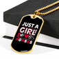 Just a Girl Who Loves Horses Horse Necklace Stainless Steel or 18k Gold Dog Tag 24" Chain-Express Your Love Gifts