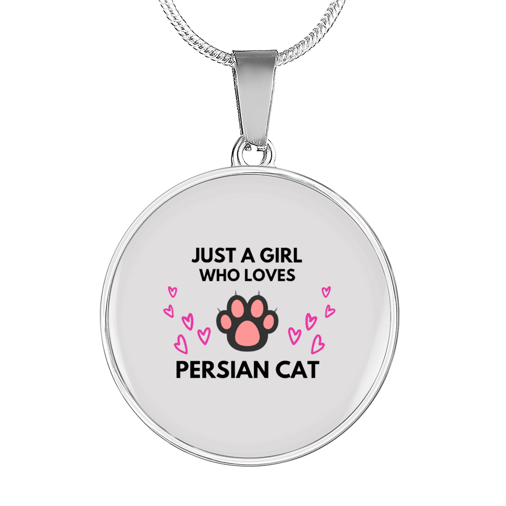 Just A Persian Cat White Circle Necklace Stainless Steel or 18k Gold 18-22-Express Your Love Gifts
