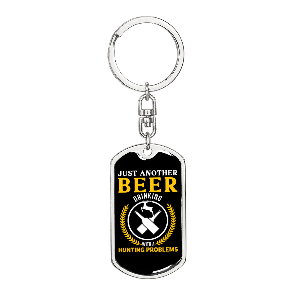 Just Another Beer Hunter'S Keychain Gift Stainless Steel or 18k Gold Dog Tag Keyring-Express Your Love Gifts