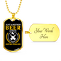 Just Another Beer Hunting Necklace Stainless Steel or 18k Gold Dog Tag 24" Chain-Express Your Love Gifts