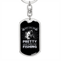 Just Call Me Pretty Fishing Keychain Stainless Steel or 18k Gold Dog Tag Keyring-Express Your Love Gifts