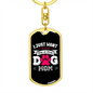 Just Dog Mom Keychain Stainless Steel or 18k Gold Dog Tag Keyring-Express Your Love Gifts