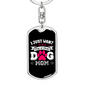 Just Dog Mom Keychain Stainless Steel or 18k Gold Dog Tag Keyring-Express Your Love Gifts