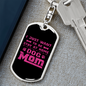 Just Dog Mom Pink Keychain Stainless Steel or 18k Gold Dog Tag Keyring-Express Your Love Gifts