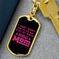 Just Dog Mom Pink Keychain Stainless Steel or 18k Gold Dog Tag Keyring-Express Your Love Gifts