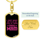 Just Dog Mom Pink Keychain Stainless Steel or 18k Gold Dog Tag Keyring-Express Your Love Gifts