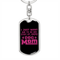 Just Dog Mom Pink Keychain Stainless Steel or 18k Gold Dog Tag Keyring-Express Your Love Gifts