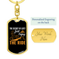 Just Enjoy The Ride Cycling Keychain Stainless Steel or 18k Gold Dog Tag Keyring-Express Your Love Gifts
