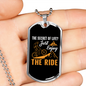 Just Enjoy The Ride Cycling Necklace Stainless Steel or 18k Gold Dog Tag 24"-Express Your Love Gifts