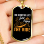 Just Enjoy The Ride Cycling Necklace Stainless Steel or 18k Gold Dog Tag 24"-Express Your Love Gifts