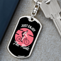Just Enjoy The Ride Cycling Pink Keychain Stainless Steel or 18k Gold Dog Tag Keyring-Express Your Love Gifts