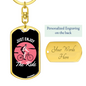 Just Enjoy The Ride Cycling Pink Keychain Stainless Steel or 18k Gold Dog Tag Keyring-Express Your Love Gifts