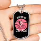 Just Enjoy The Ride Cycling Pink Necklace Stainless Steel or 18k Gold Dog Tag 24"-Express Your Love Gifts