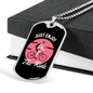 Just Enjoy The Ride Cycling Pink Necklace Stainless Steel or 18k Gold Dog Tag 24"-Express Your Love Gifts