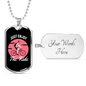 Just Enjoy The Ride Cycling Pink Necklace Stainless Steel or 18k Gold Dog Tag 24"-Express Your Love Gifts