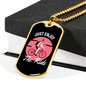 Just Enjoy The Ride Cycling Pink Necklace Stainless Steel or 18k Gold Dog Tag 24"-Express Your Love Gifts