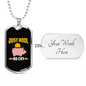 Just HODL Pig Crypto Necklace Stainless Steel or 18k Gold Dog Tag 24" Chain-Express Your Love Gifts