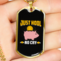 Just HODL Pig Crypto Necklace Stainless Steel or 18k Gold Dog Tag 24" Chain-Express Your Love Gifts