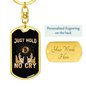 Just Hold Bitcoin Crypto Keychain Stainless Steel or 18k Gold Dog Tag Keyring-Express Your Love Gifts