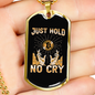Just Hold Bitcoin Crypto Necklace Stainless Steel or 18k Gold Dog Tag 24" Chain-Express Your Love Gifts