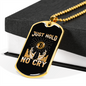Just Hold Bitcoin Crypto Necklace Stainless Steel or 18k Gold Dog Tag 24" Chain-Express Your Love Gifts