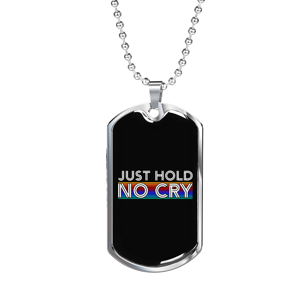 Just Hold Crypto Necklace Stainless Steel or 18k Gold Dog Tag 24" Chain-Express Your Love Gifts