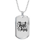 Just Jesus Cross Christian Necklace Stainless Steel or 18k Gold Dog Tag 24" Chain-Express Your Love Gifts