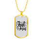 Just Jesus Cross Christian Necklace Stainless Steel or 18k Gold Dog Tag 24" Chain-Express Your Love Gifts