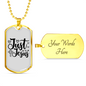 Just Jesus Cross Christian Necklace Stainless Steel or 18k Gold Dog Tag 24" Chain-Express Your Love Gifts