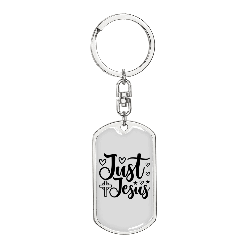Just Jesus Keychain Stainless Steel or 18k Gold Dog Tag Keyring-Express Your Love Gifts