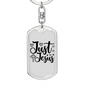 Just Jesus Keychain Stainless Steel or 18k Gold Dog Tag Keyring-Express Your Love Gifts