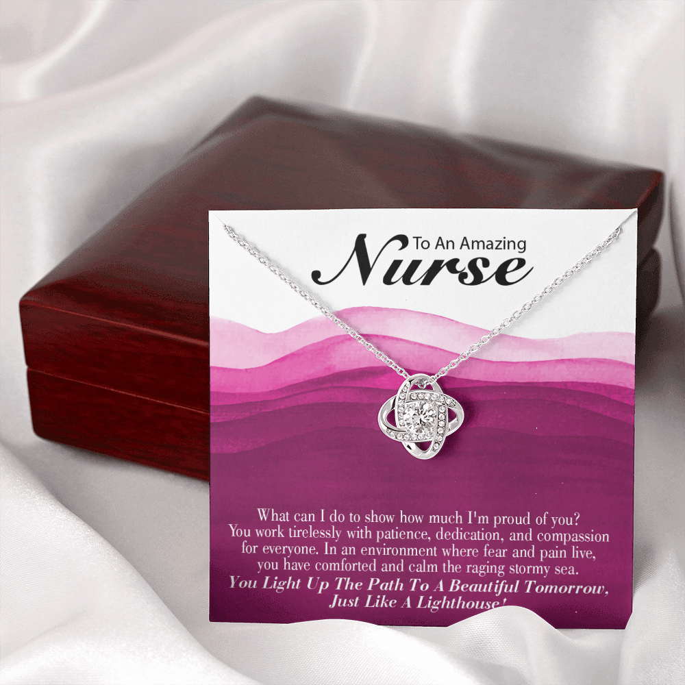 Just Like a Lighthouse Healthcare Medical Worker Nurse Appreciation Gift Infinity Knot Necklace Message Card-Express Your Love Gifts