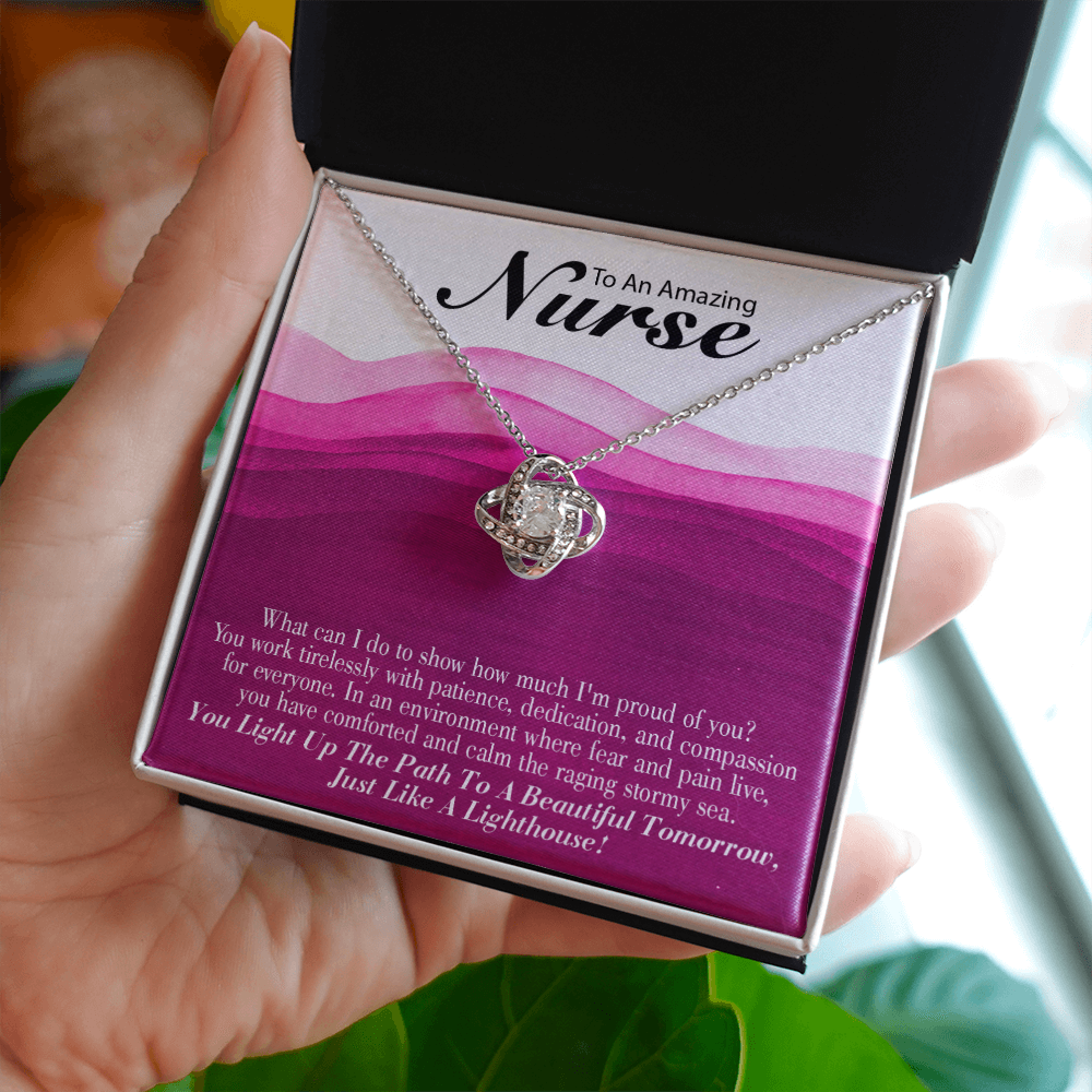 Just Like a Lighthouse Healthcare Medical Worker Nurse Appreciation Gift Infinity Knot Necklace Message Card-Express Your Love Gifts