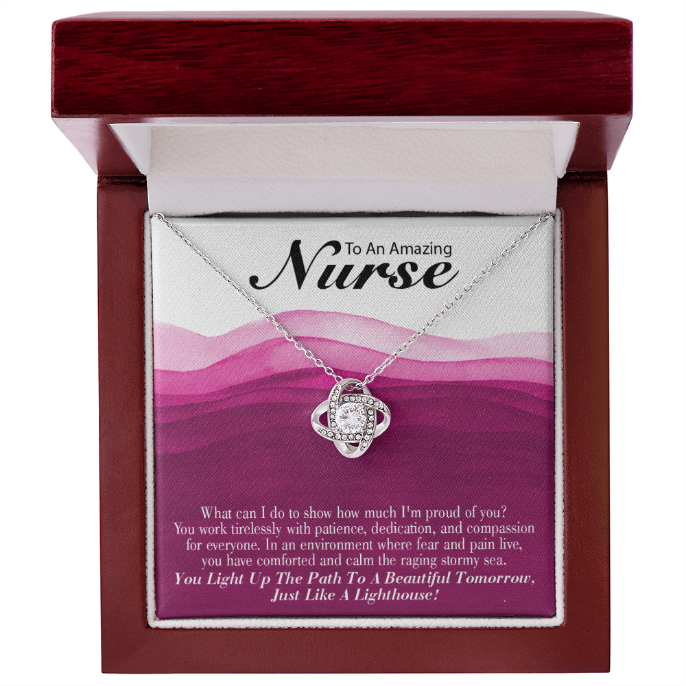 Just Like a Lighthouse Healthcare Medical Worker Nurse Appreciation Gift Infinity Knot Necklace Message Card-Express Your Love Gifts
