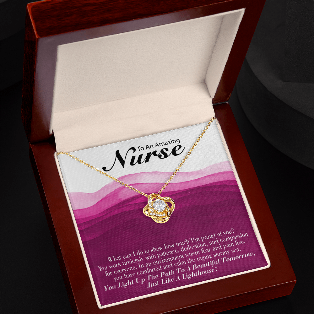Just Like a Lighthouse Healthcare Medical Worker Nurse Appreciation Gift Infinity Knot Necklace Message Card-Express Your Love Gifts
