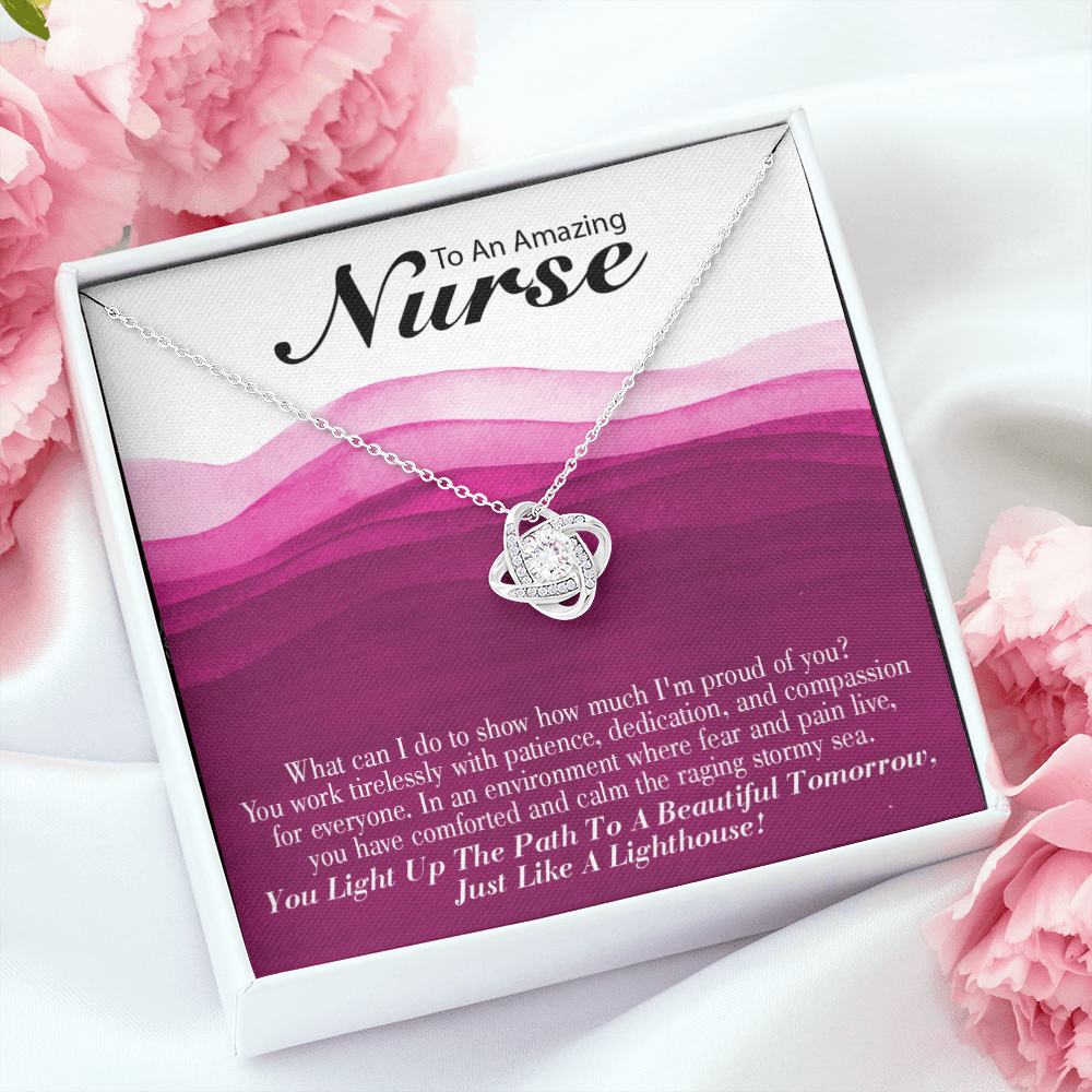 Just Like a Lighthouse Healthcare Medical Worker Nurse Appreciation Gift Infinity Knot Necklace Message Card-Express Your Love Gifts