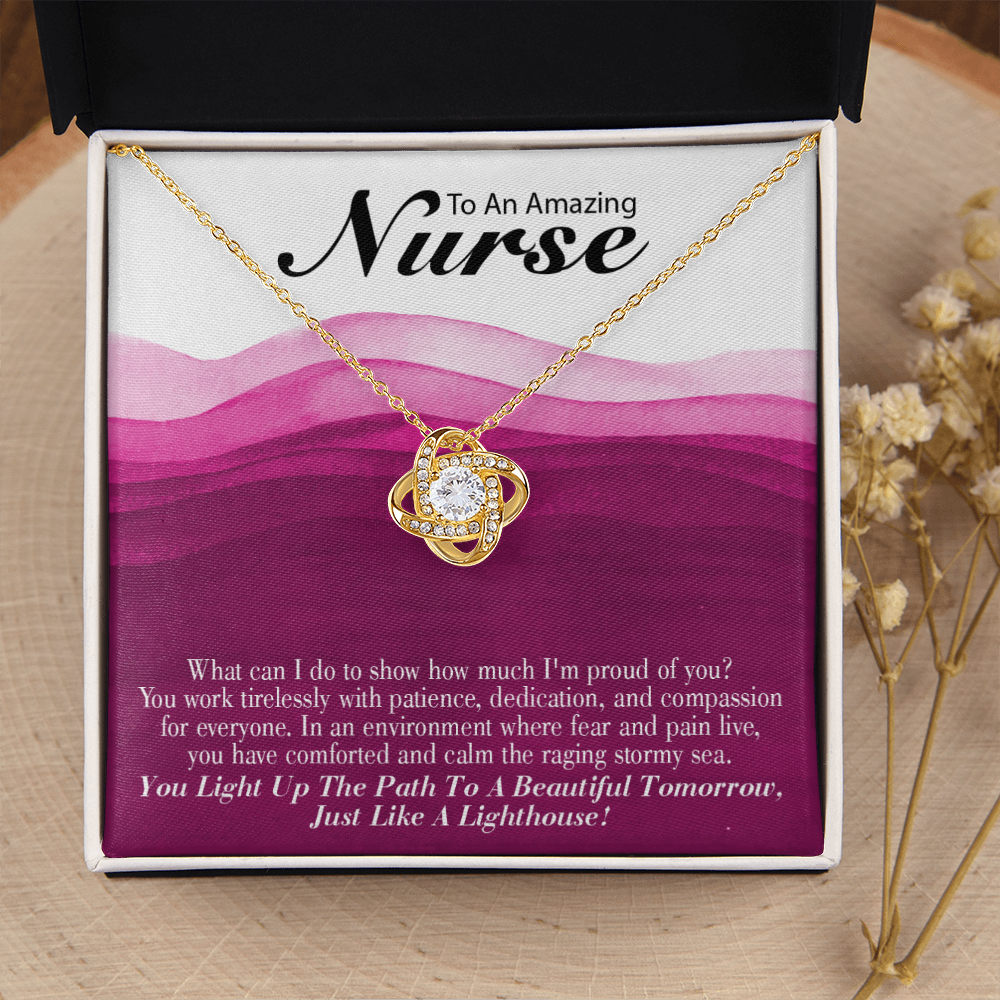 Just Like a Lighthouse Healthcare Medical Worker Nurse Appreciation Gift Infinity Knot Necklace Message Card-Express Your Love Gifts