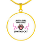 Just Sphynx Cat Circle Necklace Stainless Steel or 18k Gold 18-22"-Express Your Love Gifts