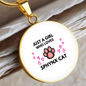 Just Sphynx Cat Circle Necklace Stainless Steel or 18k Gold 18-22"-Express Your Love Gifts