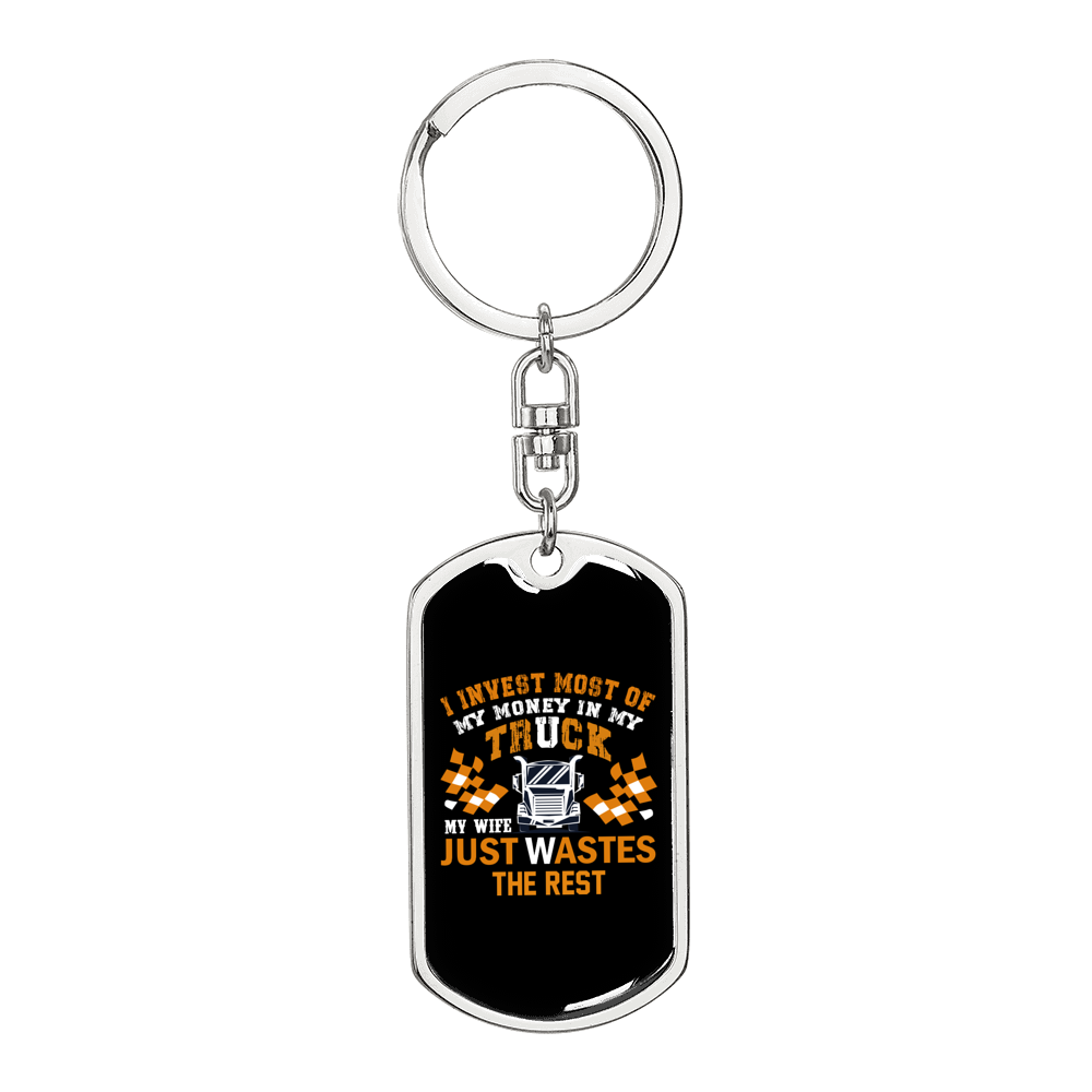 Just Wastes The Rest Swivel Trucker Keychain Dog Tag Stainless Steel or 18k Gold-Express Your Love Gifts