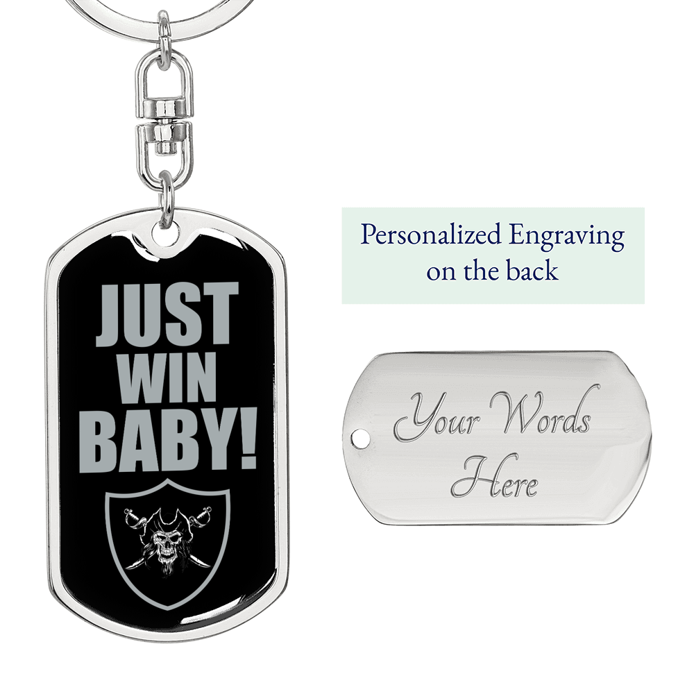 Just Win Baby Swivel Keychain Dog Tag Stainless Steel or 18k Gold-Express Your Love Gifts